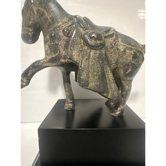 Bronze Horse bookend Statue Art Piece San Francisco Bay Trading Patina Wood Base - Picture 10 of 14